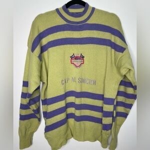 Vintage Simons embroidered Varsity Stripe Wool Sweater